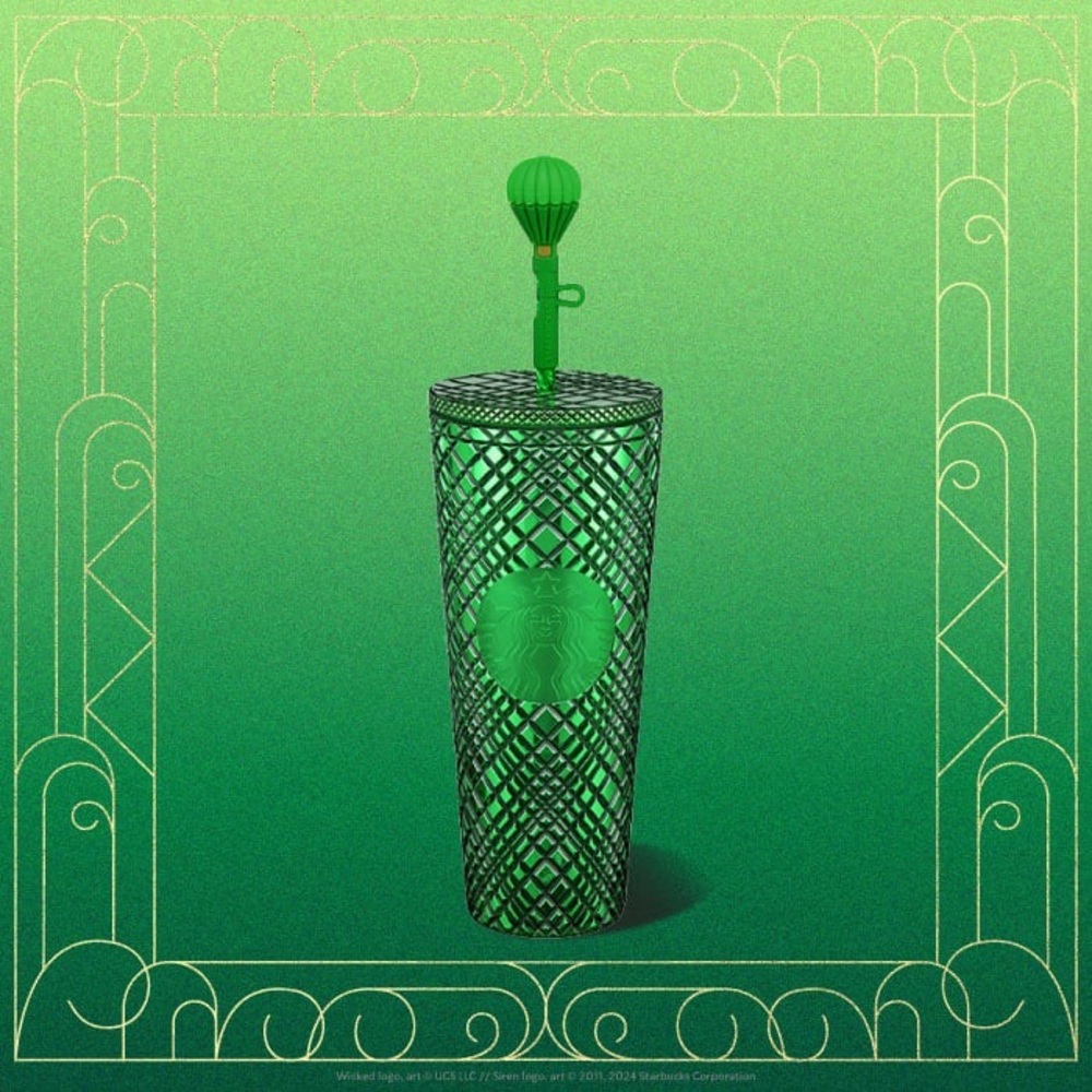 NEW Starbucks x Wicked Gemstone Cold Cup with Emerald City Straw Topper 24 oz